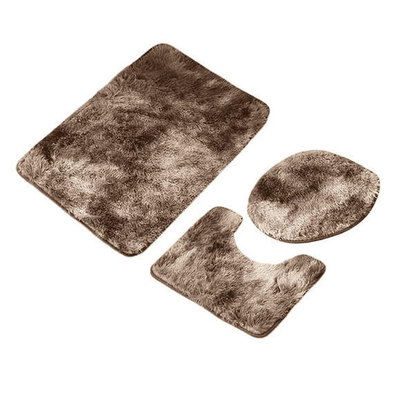Yeetfub Clearance Cooling Comforter Queen Size Soft Cozy 3 Piece Bath Mats Set Toilet Lid Cover U Shape Rug Washable Absorbent Bathroom Rug Sets for Shower Under The Sink Brown