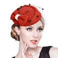 thumbnail image 1 of Yeetfub Derby Hat Tea Party Hats Church Hats Women Lace Bow Top Hat Hairpin Headwear Hat Party Hairpin ky Derby Hats Wedding Hats for Women,Red, 1 of 8