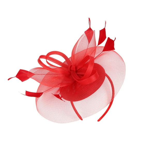 Yeetfub Derby Headband 1920s Headpiece for Women 2024 Fascinator Hat Flower Feather Mesh Tea Party Hairband for Women ky Derby Hats Wedding Hats for Women,Red
