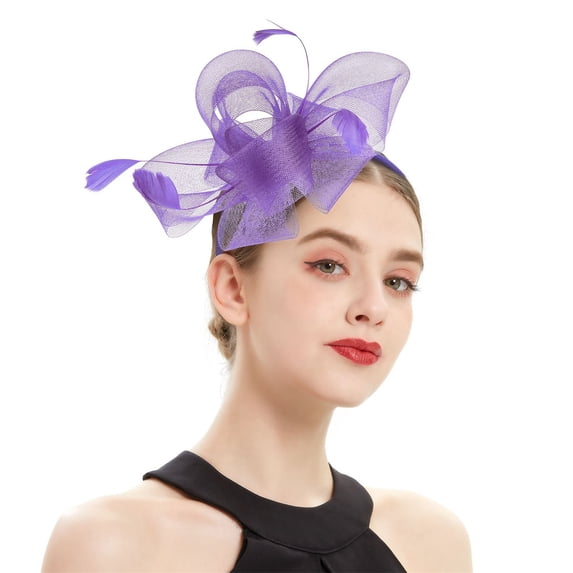 Yeetfub Derby Headband Tea Party Hats Church Hats Hat for Women Wedding Flower Cocktail Mesh Hair Clip Tea Party Headband ky Derby Hats Wedding Hats for Women,Purple