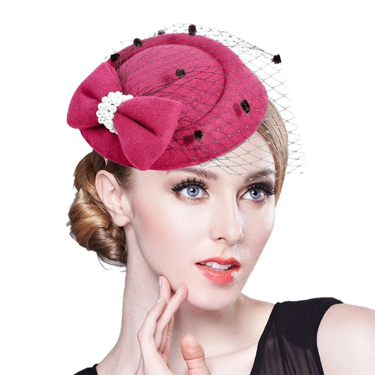 Yeetfub Fascinated Hat 1920s 1950s Hats Women Lace Bow Top Hat