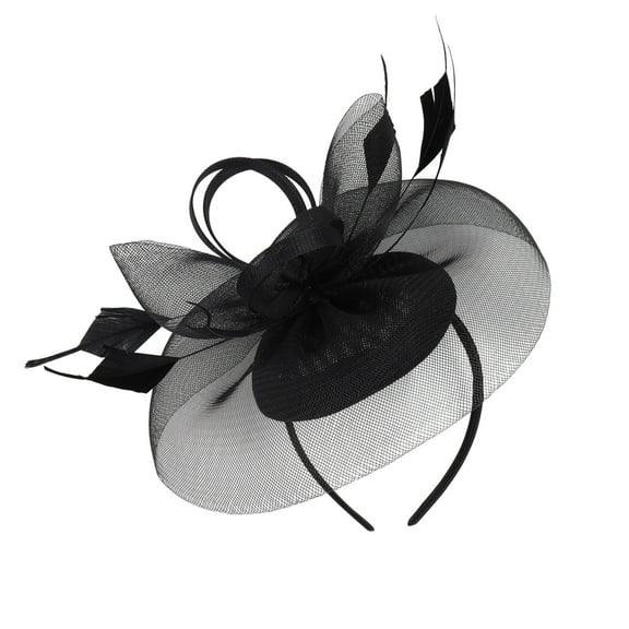 Yeetfub Fascinator Headband Hats for Women Fashionable 2024 Fascinator Hat Flower Feather Mesh Tea Party Hairband for Women ky Derby Hats Wedding Hats for Women,Black