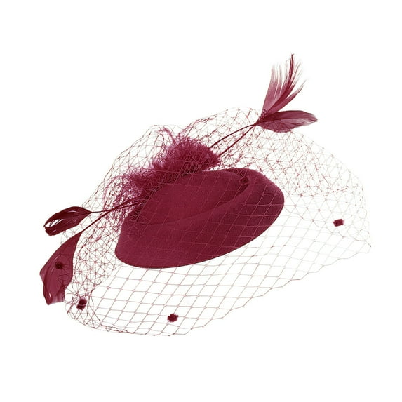 Yeetfub Fascinators Hat 1920s 1950s Hats Fascinators for Women Tea Party Headband Hat Mesh Feathers Hair Clip for Wedding Cocktail and Church ky Derby Hats Wedding Hats for Women,Red