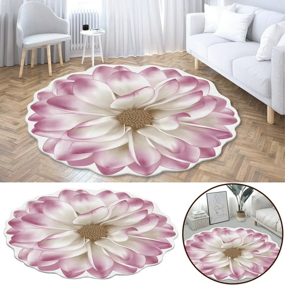 Yeetfub Flowers Mat Machine Washable Modern Solid Design Non-Slip Rubberback Outdoor Rug Hand-Woven Cotton Washable Rug Ideal for Hallway, Living Room, Bedroom, Kitchen and Laundry Room 24x24IN