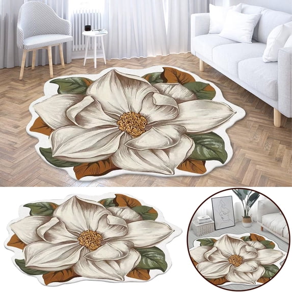 Yeetfub Funny Cute Doormat for Outdoor Entrance, Natural Coir Summer Welcome Mat 3D Special Shaped Cute Flower Floor Door Mat Indoor Rugs Diameter 60cm Multicolor 24"x24"