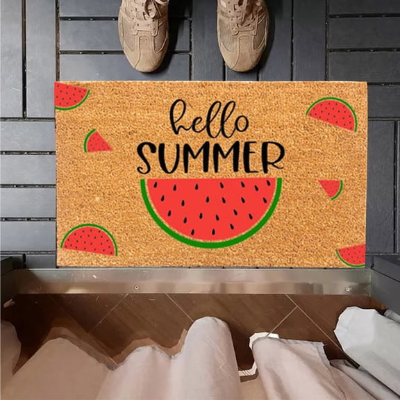 Yeetfub Home Doormat Front Door Mat Rubber Non Slip Backing Funny Welcome Mat Indoor Outdoor Rug Summer Funny Doormat Watermelon Carpet Welcome Living Room Parties Mats Brown 16"x24"