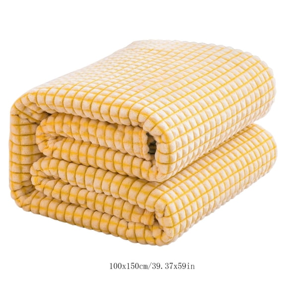 Yeetfub Lightweight Summer Cooler Quilt Fiber Yellow Soft Blanket, Queen