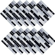 Yeetfub Peel and Stick Backsplash 10 Sheet Black White and Grey Subway Wall Tiles Waterproof Back Splashes Backsplash Tile for Kitchen Wall Peel and Stick Backsplash Tile for Bathroom Fireplace 6"x6"