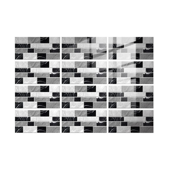 Yeetfub Peel and Stick Backsplash 12 Sheet 4"x8" Self Adhesive Marble Subway Wall Tiles Stick on Backsplash for Kitchen Peel and Stick Wall Tiles for Bathroom Laundry Room Cabinet Shower