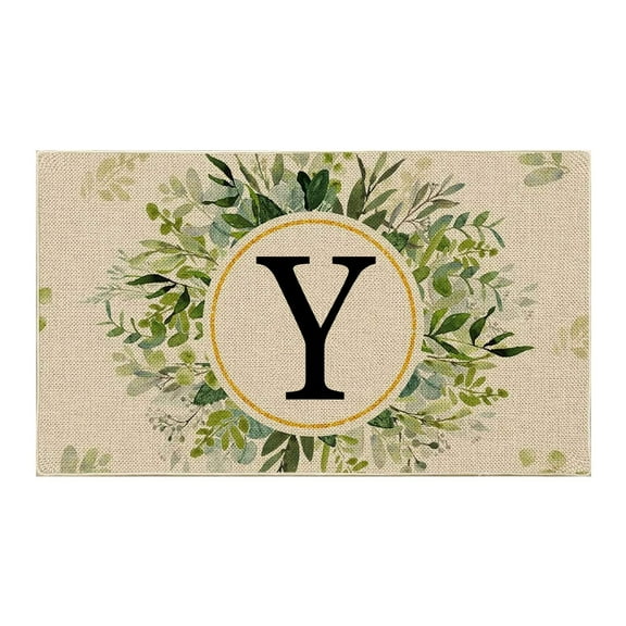 Yeetfub Runner Rug Door Mat with Heavy Duty Backing Front Door Mat Cute Funny Summer Doormat A-Z Letter Door Mat with Heavy Duty Backing Spring Mat for Front Door Warehouse Clearance 16x24IN