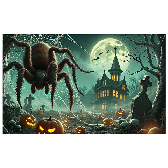 Spooky Theme Halloween Banner Large Spider Decoration Haunted House Props for Halloween Party Indoor Decoration Outdoor Events