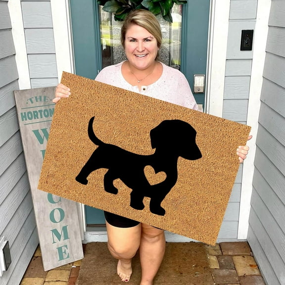 Yeetfub Summer Welcome Sign Hello Sunshine Doormat Funny Cute Doormat Door Mat Dachshund Door Mats Durable Natural Rubber, Low Profile Entryway Mats for Home Front or Back Entrance 16"x24"