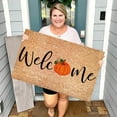 thumbnail image 1 of Yeetfub Warehouse Sale Halloween Door Mat Pumpkin Welcome Doormat Floral Design Coir Doormat for Outdoor Entrance Natural Coir Summer Welcome Mat Heavy Duty Front Welcome Mats for Home Entrance, 1 of 5