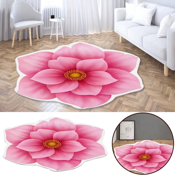 Yeetfub Welcome Mat for Front Door Outside Entryway Funny Welcome Doormat Non Slip Backing Rugs 3D Special Shaped Flower Floor Door Mat Indoor Rugs Diameter 100cm Multicolor 40"x40"