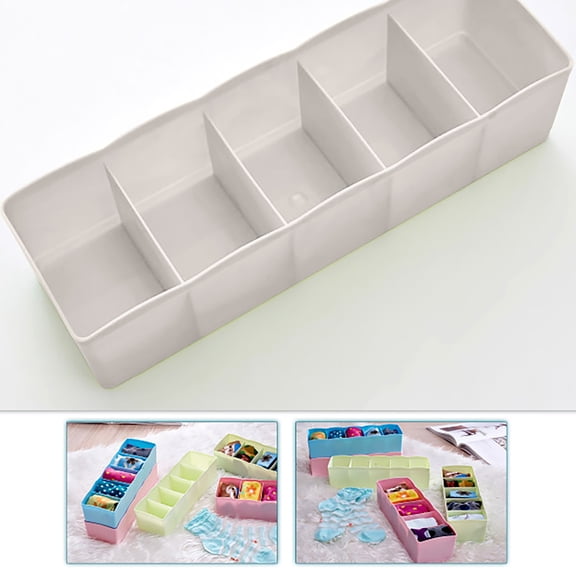 Yeetufb Warehouse Plastic Storage Containers 5 Compartments,Multi-Purpose,Superimposable Underwear,Socks, Jewelry Storage Box, Storage Box,Drawer Storage Box
