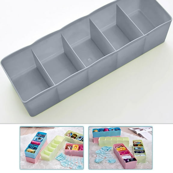 Yeetufb Warehouse Small Storage Bins With Lids 5 Compartments,Multi-Purpose,Superimposable Underwear,Socks, Jewelry Storage Box, Storage Box,Drawer Storage Box