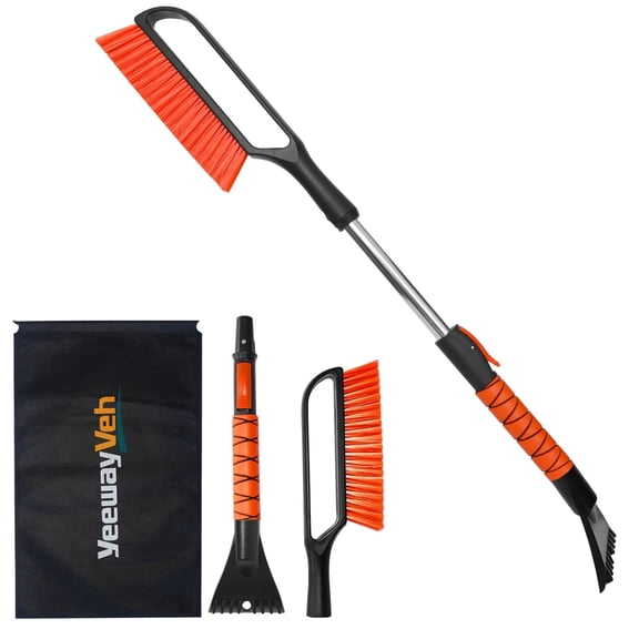 YeewayVeh 35in Car Snow Brush Ice Scraper for Car Windshield, 2-in-1,Orange