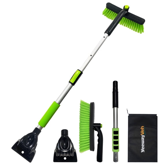 YeewayVeh 39in Car Snow Brush Ice Scraper 360° Rotating, Extendable, Green