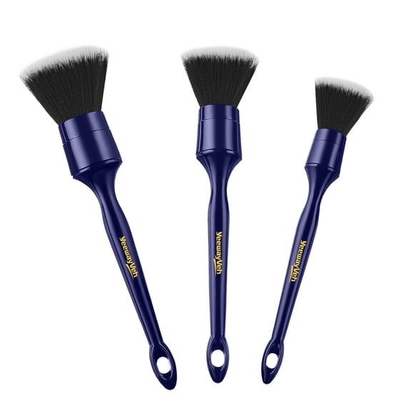 YeewayVeh 3PCS Ultra Soft Car Interior & Exterior Detailing Brushes for Air Vents Leather Seat and Home Cleaning Brush (Blue)