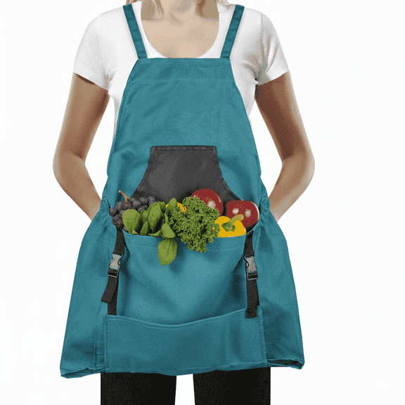 YeewayVeh Canvas Garden Apron with Adjustable Long Straps, Water Repellent Harvest Bag for Gardening, Garage & Outdoor Work