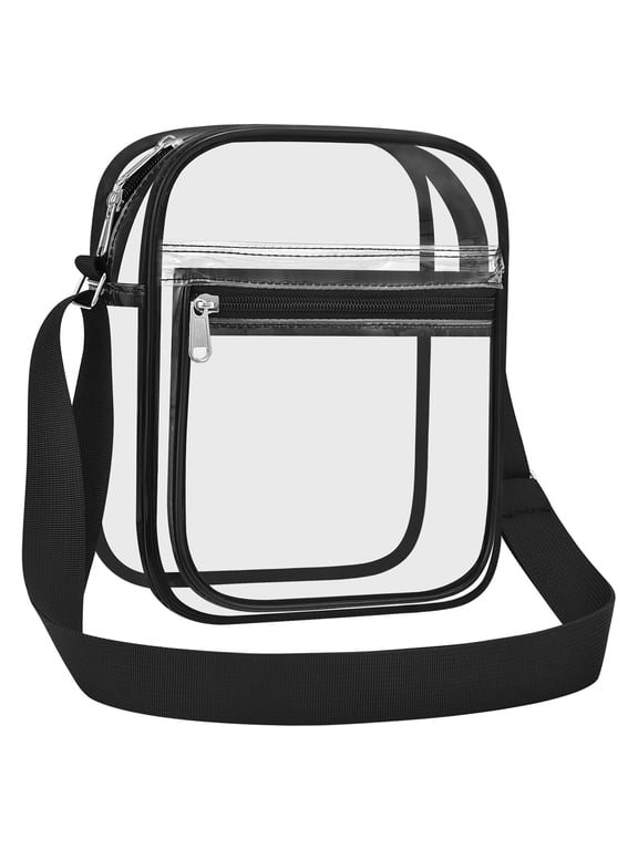 Clear Crossbody Bag - Stadium Approved Transparent Crossbody Bag PVC Waterproof Shoulder Bag with Front Pocket for Men and Women (9.1"x7.1"x2.8")