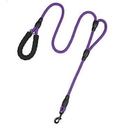 YeewayVeh Dog Leash 6FT Double Handle, 1/2 Inch Nylon Leash with Padded Handle & Reflective Threads for Medium to Large Dogs (Purple)