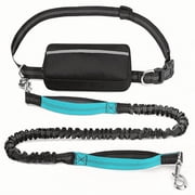 YeewayVeh Hands Free Dog Leash with Adjustable Waist Belt & Zipper Pouch, Shock Absorbing Bungee & Dual Handle for Running, Walking