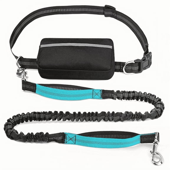YeewayVeh Hands Free Dog Leash with Adjustable Waist Belt & Zipper Pouch, Shock Absorbing Bungee & Dual Handle for Running, Walking