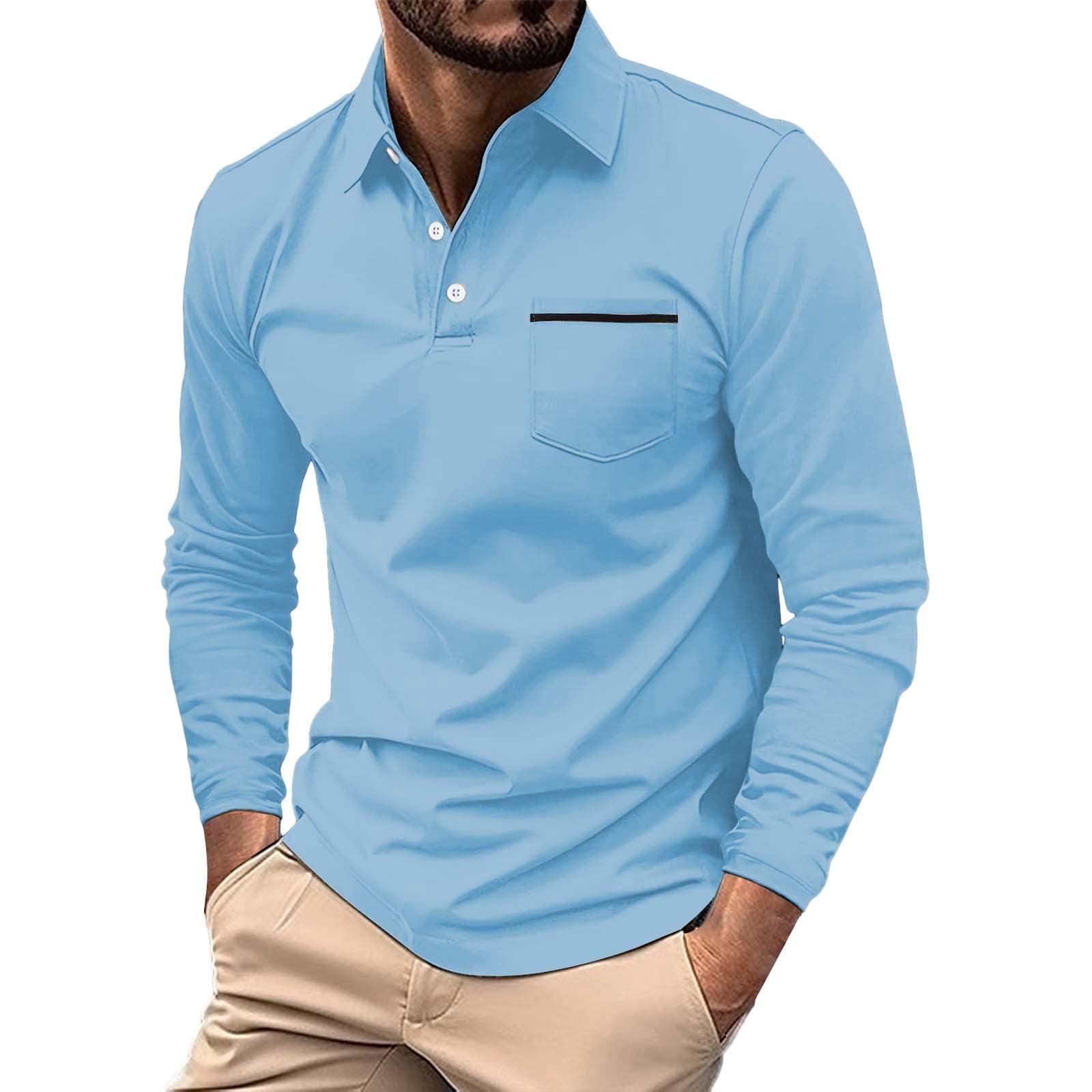 Yeeyuanch Air force Polo Shirts for Men Men S Fashion Spring and Autumn Casual Long Sleeve Button Solid Color Long Sleeve T Shirt Top Long Sleeve Shirt Loose Sale Clearance Walmart