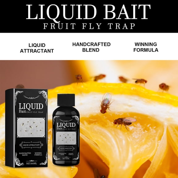 Yegbong 60Ml Fruit Fly Bait Liquid Supplement, Scientific Fructose & Sorbitol Formula Triggers Olfactory Receptors To Lure Fruit Flies With 80% Population Reduction In 24 Hours