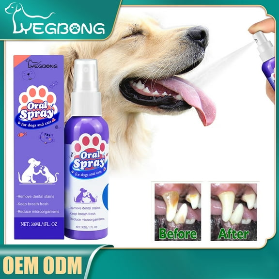 Yegbong Dog & Cat Teeth Cleaning Spray Remove Stains Fresh Breath Pet Oral Care Spray