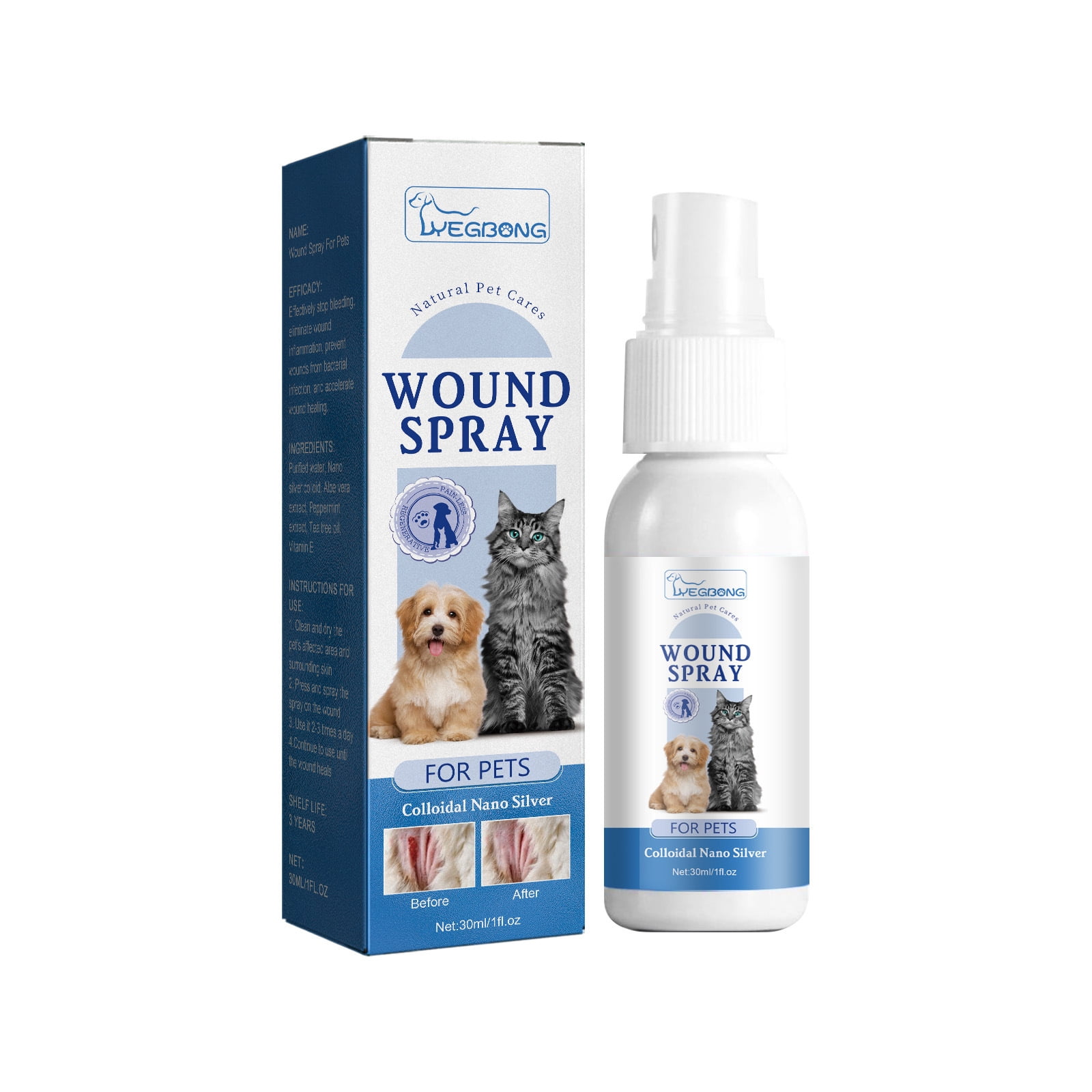 Yegbong Pet Wound Care Spray Relieve Dogs And Cats Skin Itching Relieve