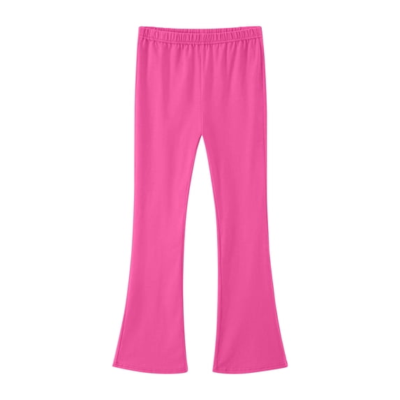 Yeglea Flared Leggings for Girls 100% Cotton Elastic Waist Bell Bottom Yoga Pants Full Length for Kids 3-16 Years Hot Pink,130