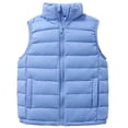 thumbnail image 1 of Yeglea Kids Boys Girls Cotton Puffer Vest Full Zip Stand Collar Ribbed Hem Side Pockets Quilted Sleeveless Outerwear Vests for School Winter Light Blue,5-6Years, 1 of 2