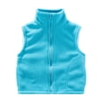 thumbnail image 1 of Yeglea Kids Boys Girls Fleece Vest Full Zip Stand Collar Side Pockets Thick Polar Fleece Sleeveless Outerwear Vests for School Fall Winter Light Blue,12-13Years, 1 of 5