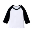 thumbnail image 1 of Yeglea Kids Raglan 3/4 Sleeve Baseball T-Shirt Crew Neck Color Block, Soft Stretchy Casual Tee for Boys and Girls 3-14 Years, Sporty Contrast Sleeve Top Black,120, 1 of 7