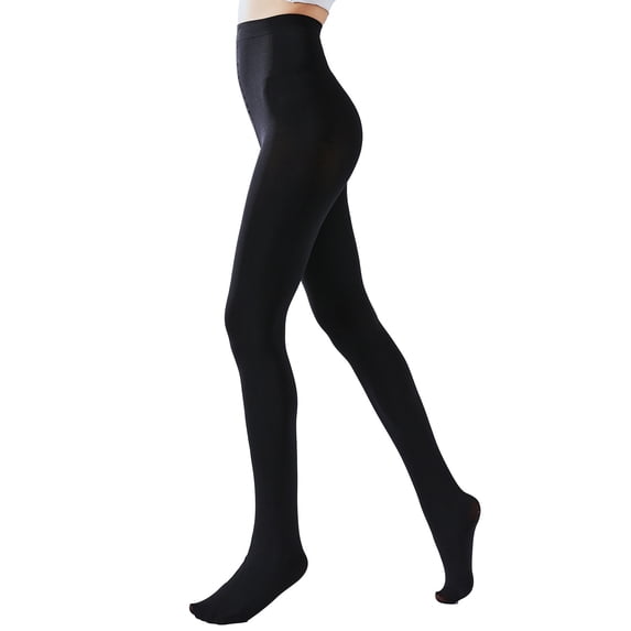 Yeglea Women 80D Soft Opaque Footed Tights, Solid Color High Elastic Stretchy Pantyhose, Spring Fall Slim Leg Tights for Women, Size S-XL Black,XL