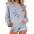 thumbnail image 1 of Yeglea Women's Snowflake Print Sweatshirt Crew Neck Long Sleeve No Pocket Pullover Relaxed Fit Ribbed Hem Winter Graphic Casual for Daily Casual Wear Gray,M, 1 of 6