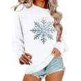 thumbnail image 1 of Yeglea Women's Snowflake Print Sweatshirt Crew Neck Long Sleeve No Pocket Pullover Relaxed Fit Ribbed Hem Winter Graphic Casual for Daily Casual Wear White,L, 1 of 6