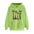 thumbnail image 1 of Yeglea Womens Giraffe Print Hoodie Long Sleeve Kangaroo Pocket Drawstring Pullover Sweatshirt for Daily Casual Wear Green,S, 1 of 5