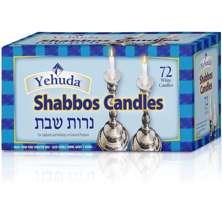 Yehuda 3 Hour White Shabbos Candles 72 Count Traditional Shabbat Candles, Dinner Table Candles, Household Candles