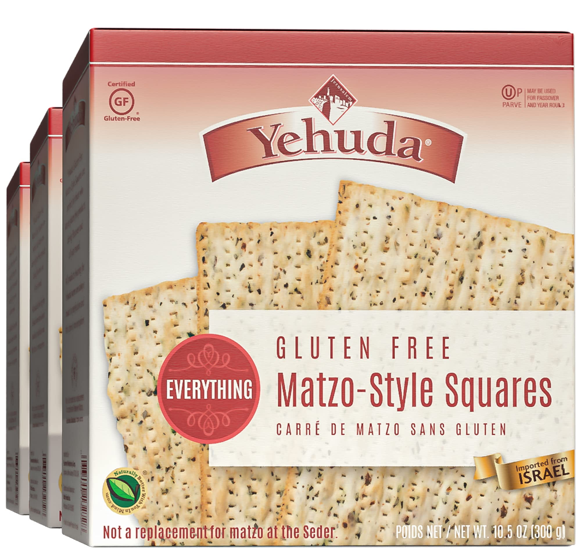 Yehuda Gluten Free Everything STF9 Matzo Squares (3 Pack) Thin, Crisp