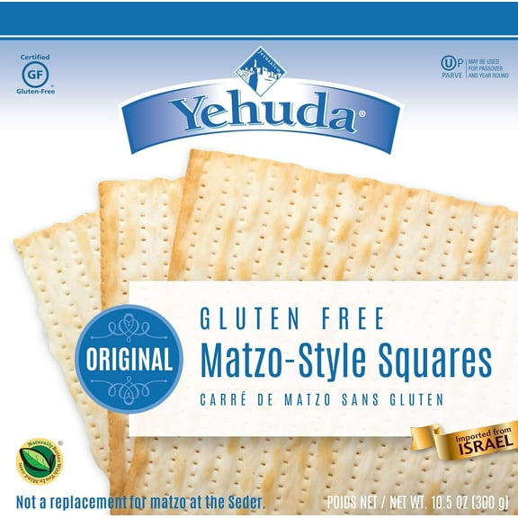 Yehuda Gluten Free Matzo Squares, 10.5oz 2 Pack  Product of Israel  Kosher for Passover