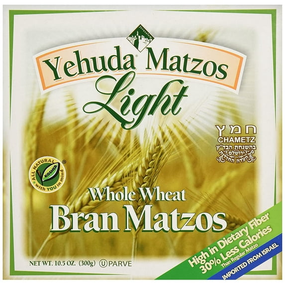 Yehuda Light Whole Wheat Bran Matzo 10.5oz 3 Pack 4 Grams of Fiber Per Serving Non GMO Certified Kosher Including Passover