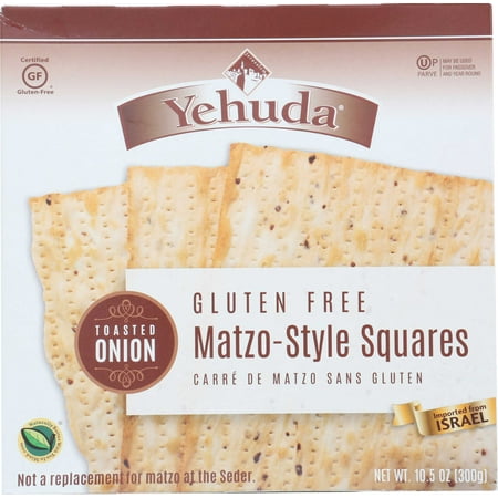 Yehuda Matzo Squares - Toasted Onion - Gluten Free - Case of 12 - 10.5 oz