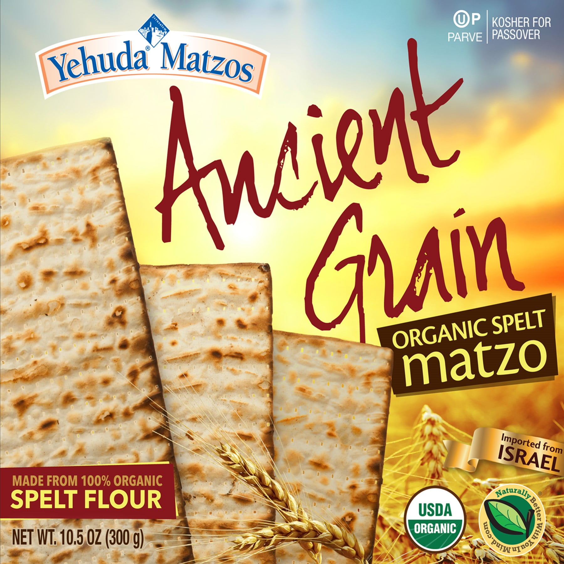 Yehuda Matzos Organic Spelt Matzo, Ancient Grain, 10.5 Oz