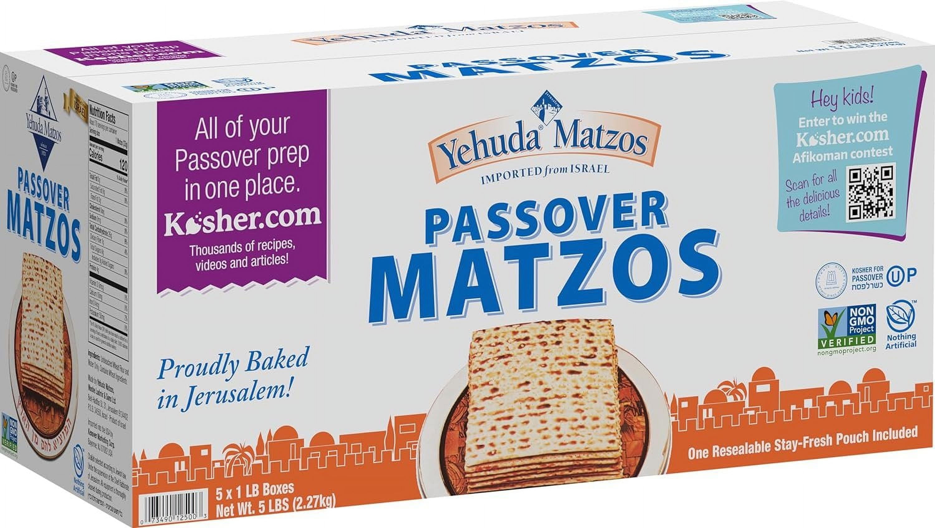 Yehuda Passover Matzos, One Resealable StayFresh Pouch, 1 Pound Pack of 5