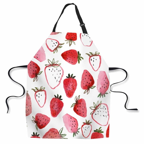 Yehwow Abstract Watercolor Strawberry Bib Apron For Kitchen BBQ Gardening With Adjustable Neck Strap 27x31 Inch
