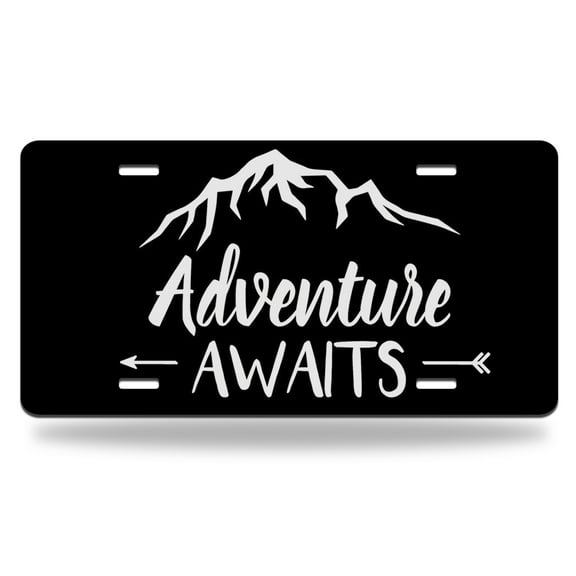 Yehwow Adventure Awaits Mountain Arrows Metal Car Plate Aluminum License Plate