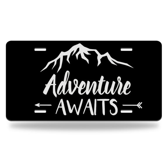 Yehwow Adventure Awaits Mountain Arrows Metal Car Plate Aluminum License Plate
